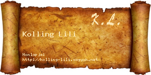 Kolling Lili névjegykártya